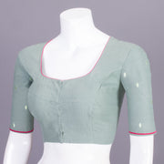 Green Kantha Embroidered Cotton Blouse 10068960 - Avishya