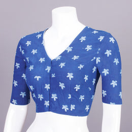 Blue Indigo Dabu Printed Cotton Blouse 10068952 - Avishya