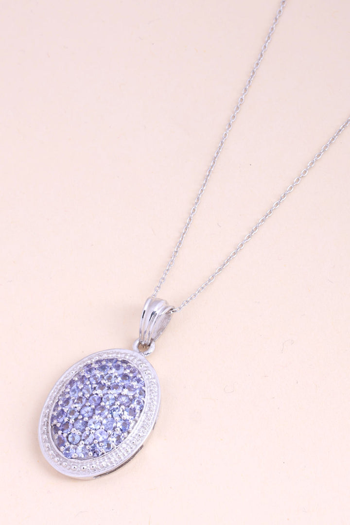 Tanzanite Silver Necklace Pendant Chain 10067158 - Avishya