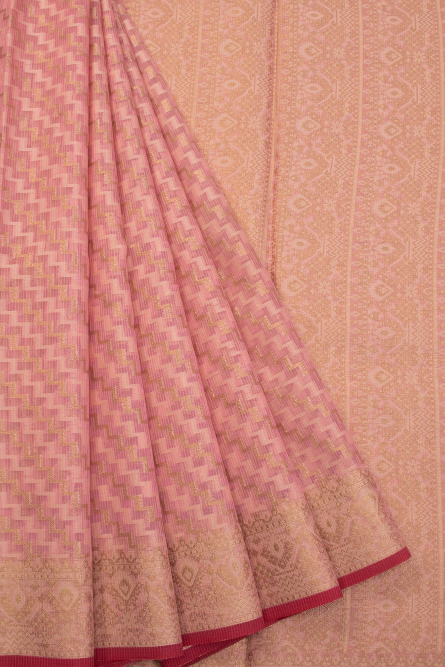 Pink Handloom Banarasi Silk Cotton Saree 10070507