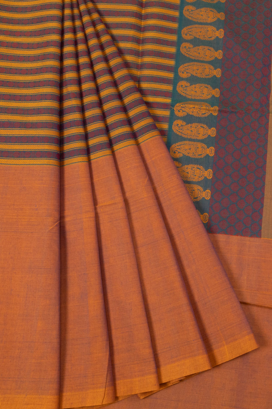 Brown Handloom Kanchi Cotton Saree - Avishya