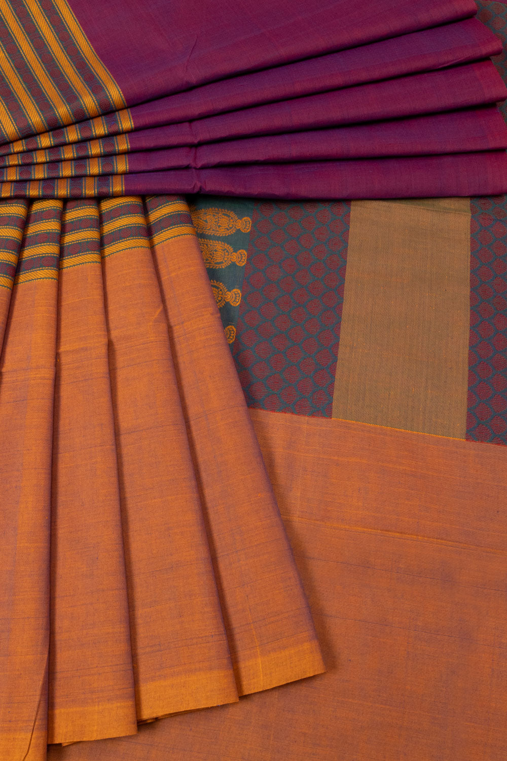 Brown Handloom Kanchi Cotton Saree - Avishya