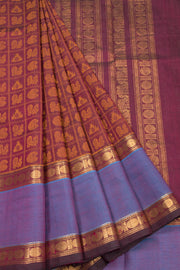 Burgundy Handloom Kanchi Silk Cotton Saree