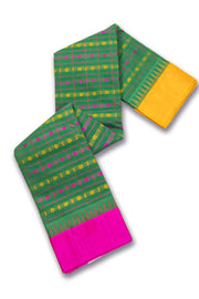 Green Kanchi Cotton Sarees with Silk Border 10074946