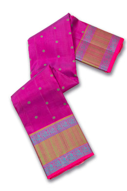 Purple Handloom Threadwork Kanjivaram Silk Saree 10074949