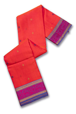 Red Handloom Threadwork Kanjivaram Silk Saree 10074951