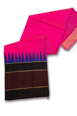 Pink Handloom Threadwork Kanjivaram Silk Saree 10074955