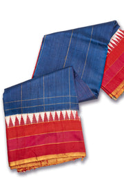 Blue Handloom Threadwork Kanjivaram Silk Saree 10074960