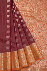 Maroon Handloom Kanjivaram Blended Silk Saree 10072889