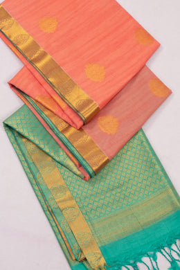 Peach Jute Weave Kanjivaram Vegan Silk Saree 10073843