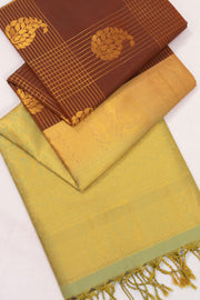 Brown Kanjivaram Vegan Silk Saree with Contrast Pallu 10073852