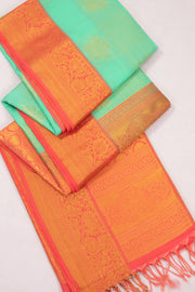 Green Kanjivaram Vegan Silk Saree with Contrast Pallu 10073854