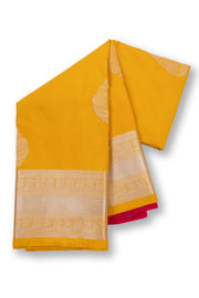 Yellow Kanjivaram Vegan Silk Saree with Contrast Pallu 10073865