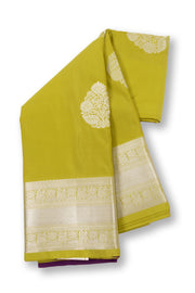 Green Kanjivaram Vegan Silk Saree with Contrast Pallu 10073867