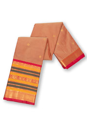 Dual Tone Brown Kanjivaram Vegan Silk Saree with Contrast Pallu 10073870