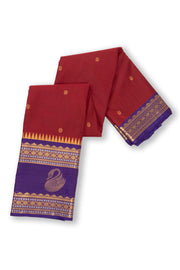 Maroon Kanjivaram Vegan Silk Saree with Contrast Pallu 10073874