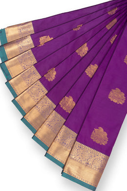 Purple Kanjivaram Vegan Silk Saree with Contrast Pallu 10073881