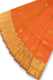 Orange Kanjivaram Vegan Silk Saree with Contrast Pallu 10073885