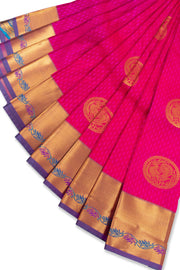 Magenta Kanjivaram Vegan Silk Saree with Contrast Pallu 10073887