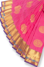 Pink Kanjivaram Vegan Silk Saree 10073897