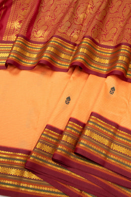 Orange Kanjivaram 9 yard Vegan Silk Saree 10073900