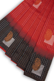 Red Kanjivaram Vegan Silk Saree with Contrast Pallu 10074854