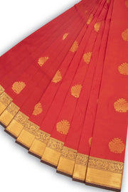 Red Kanjivaram Vegan Silk Saree with Contrast Pallu 10074859