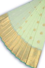 Green Kanjivaram Vegan Silk Saree with Contrast Pallu 10074863