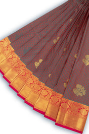 Maroon Kanjivaram Vegan Silk Saree with Contrast Pallu 10074864