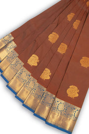 Brown Kanjivaram Vegan Silk Saree with Contrast Pallu 10074865