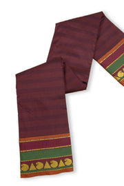 Kanjivaram Vegan Viscose Silk Saree Berry Chocolate Color and Traditional Design 10075540