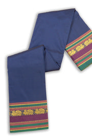 Kanjivaram Vegan Viscose Silk Saree Space Cadet Color and Traditional Design 10075548