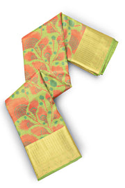 Android Green Printed Kanjivaram Silk Saree 10075582