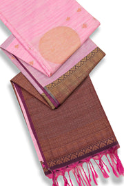 Pink Jute Weave Kanjivaram Vegan Silk Saree 10075707