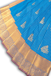 Blue Kanjivaram Vegan Silk Saree 10076025