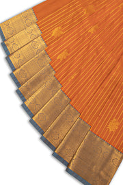 Orange Kanjivaram Vegan Silk Saree 10076026