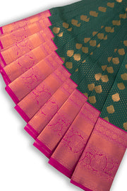 Green Kanjivaram Vegan Silk Saree 10076037