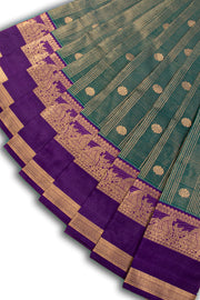 Green Kanjivaram Vegan Silk Saree 10076041