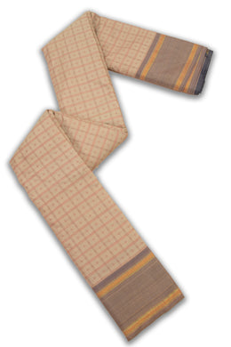 Beige Art Silk Kanjivaram Saree With Checks Design 10076307