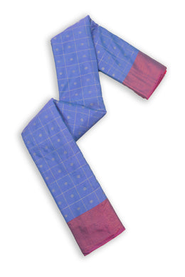  Blue Art Silk Kanjivaram Saree With Checks Design 10076318