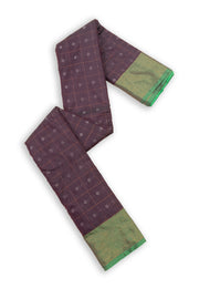  Brown Art Silk Kanjivram Saree With Checks Design 10076316