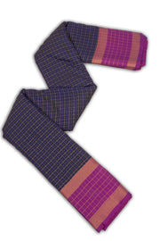 Blue Art Silk Kanjivaram Saree With Checks Design 10076323