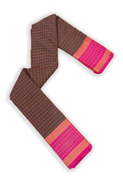 Brown Art Silk Kanjivaram Saree With Checks Design 10076324