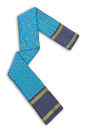 Blue Art Silk Kanjivaram Saree With Checks Design 10076327