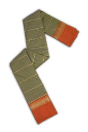 Green Art Silk Kanjivaram Saree With Stripes Design 10076330