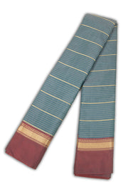 Green Art Silk Kanjivaram Saree With Stripes Design 10076331