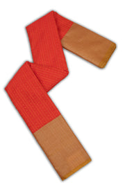 Red Art Silk Kanjivaram Saree With Stripes Design 10076341