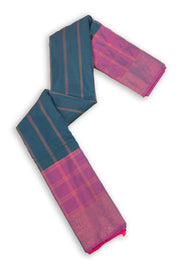 Blue Art Silk Kanjivaram Saree With Stripes Design 10076344