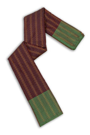 Brown Art Silk Kanjivaram Saree With Stripes Design 10076351