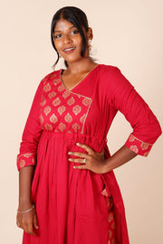 Hot Pink Printed Cotton Kurta Co-ord Set 10075953